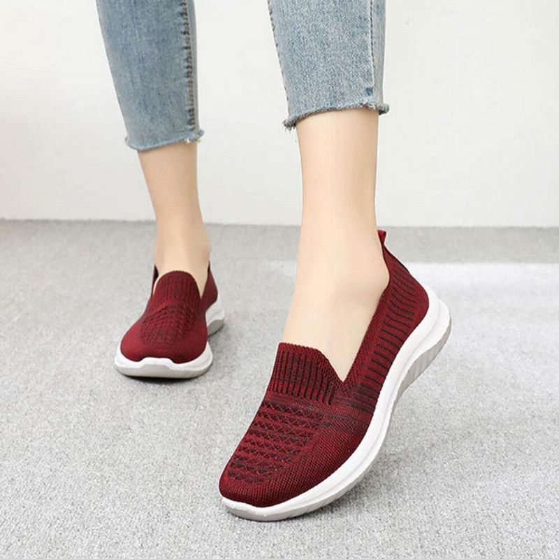 Dame Mesh Slip On Sport Soft Sole Uformelle Flate Sko