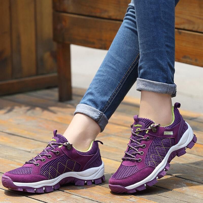 Dame Pustende Mesh Slip Resistant Lace Up Hiking Sneakers