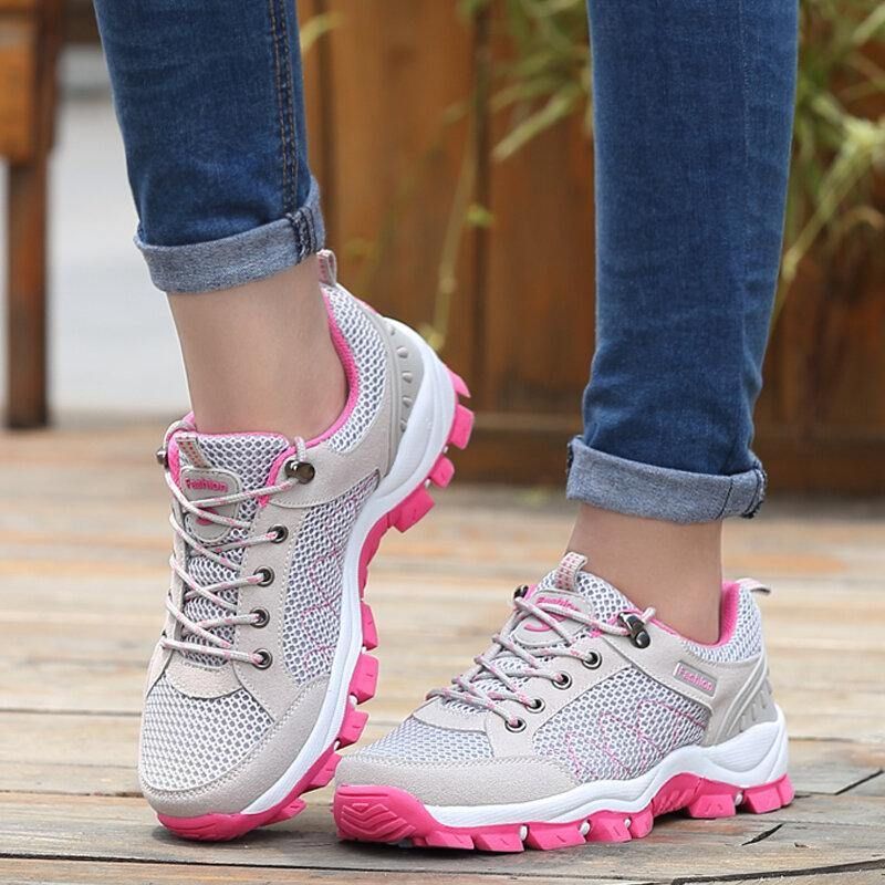 Dame Pustende Mesh Slip Resistant Lace Up Hiking Sneakers