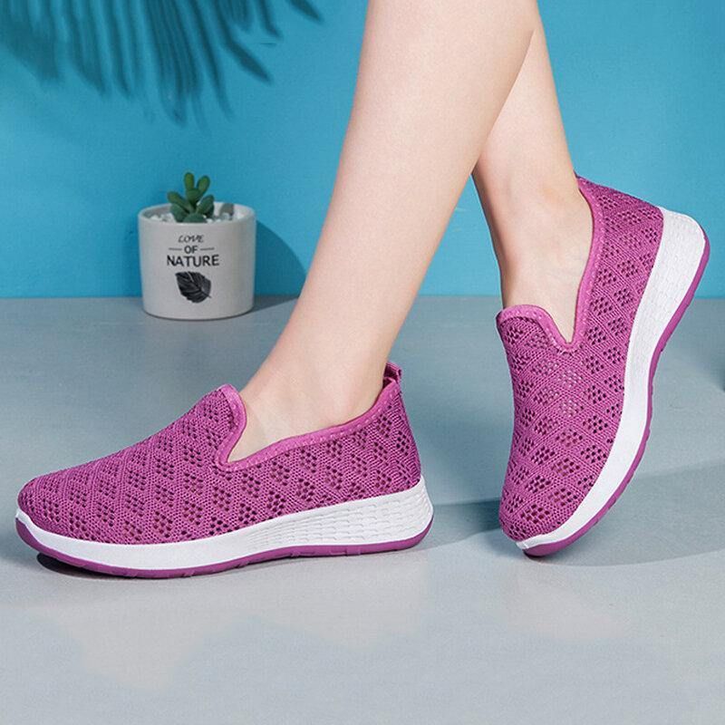 Kvinner Hollow Out Mesh Lazy Slip On Walking Sko