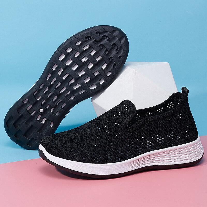 Kvinner Hollow Out Mesh Lazy Slip On Walking Sko