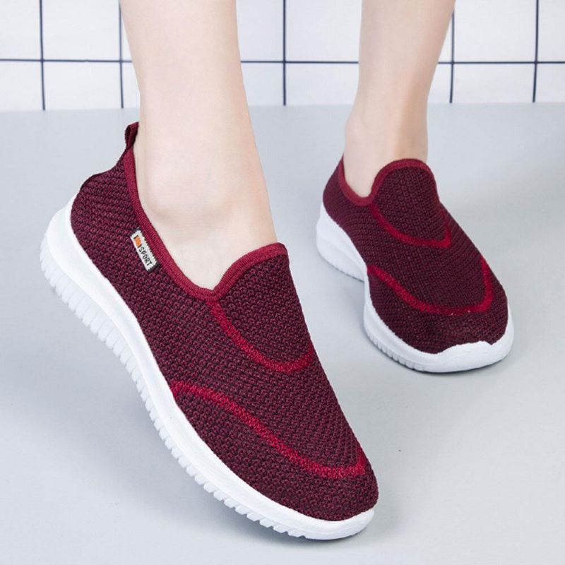 Kvinner Mesh Mønster Lazy Slip On Lette Fritidssko