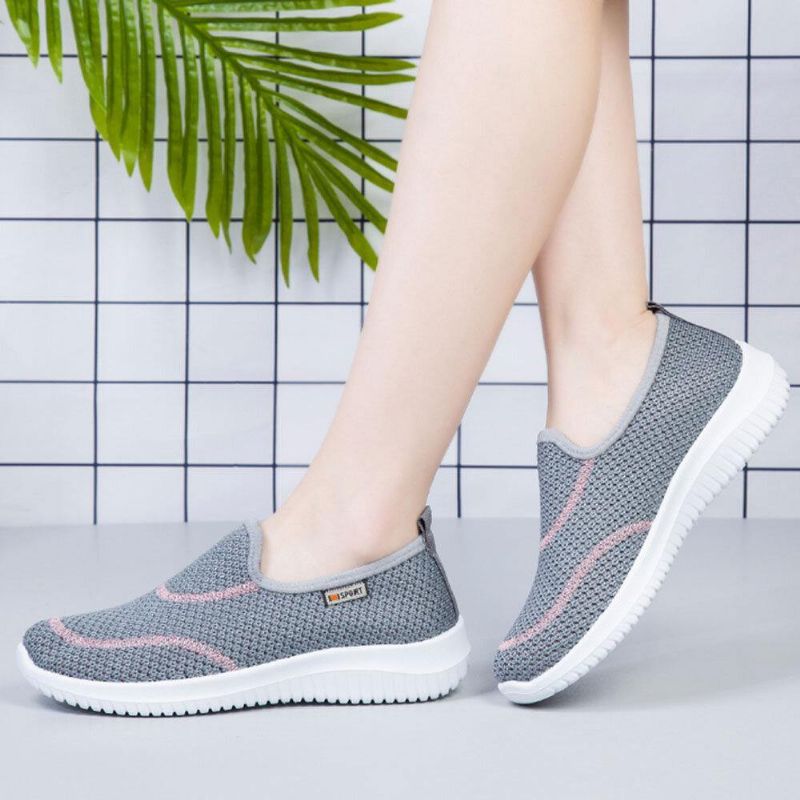 Kvinner Mesh Mønster Lazy Slip On Lette Fritidssko