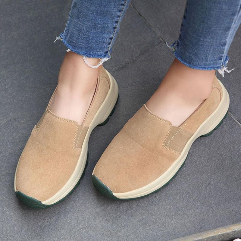 Kvinner Stor Størrelse Casual Faux Suede Slip On Chunky Sneakers