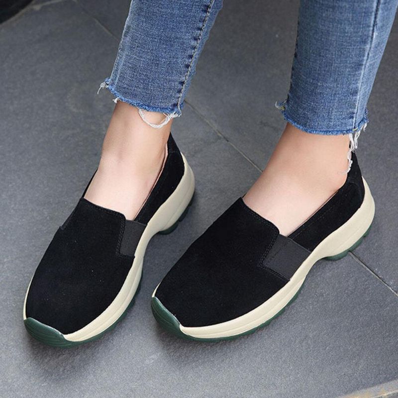 Kvinner Stor Størrelse Casual Faux Suede Slip On Chunky Sneakers