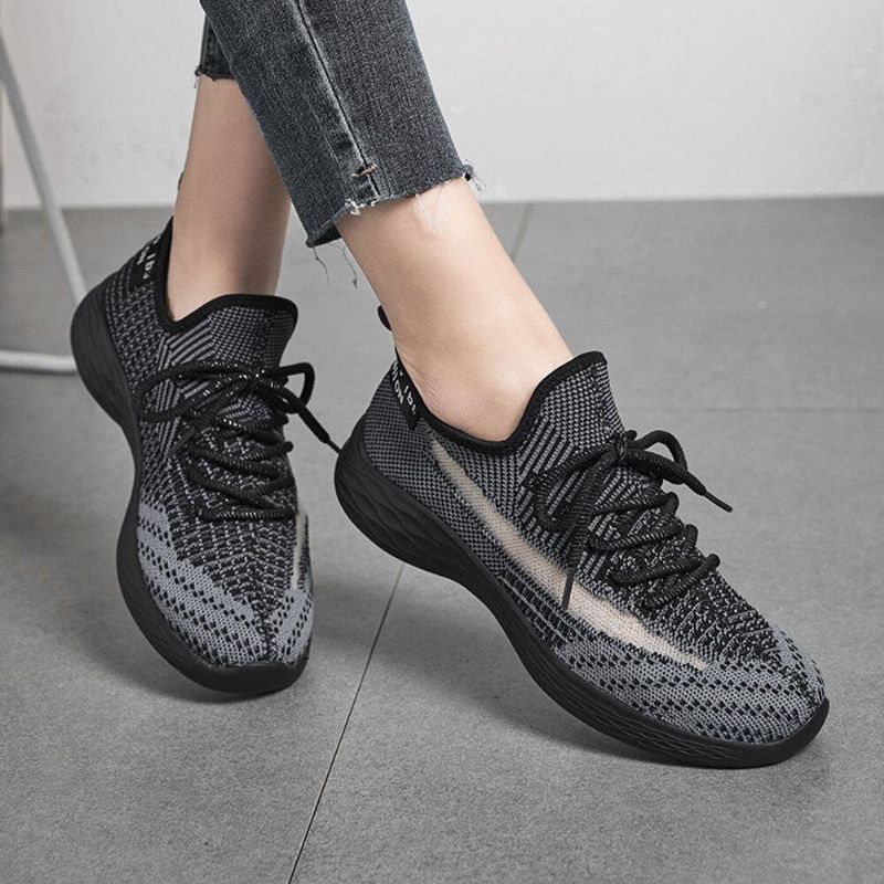 Large Størrelse Damer Trainers Pustende Mesh Lace Up Walking Sko