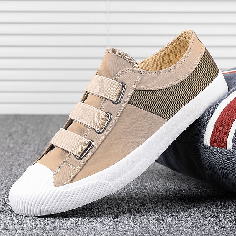 Menn Colorblock Comfy Pustende Elastisk Band Slip On Casual Daily Canvas Joggesko