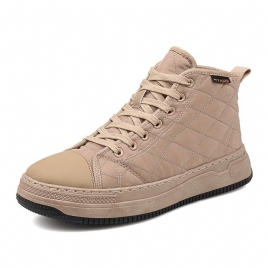 Menn Søm Pledd Ned Klut Comfy Slipm Resistant Lace Up High Top Joggesko