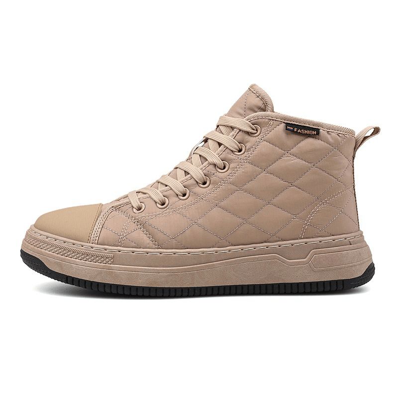 Menn Søm Pledd Ned Klut Comfy Slipm Resistant Lace Up High Top Joggesko