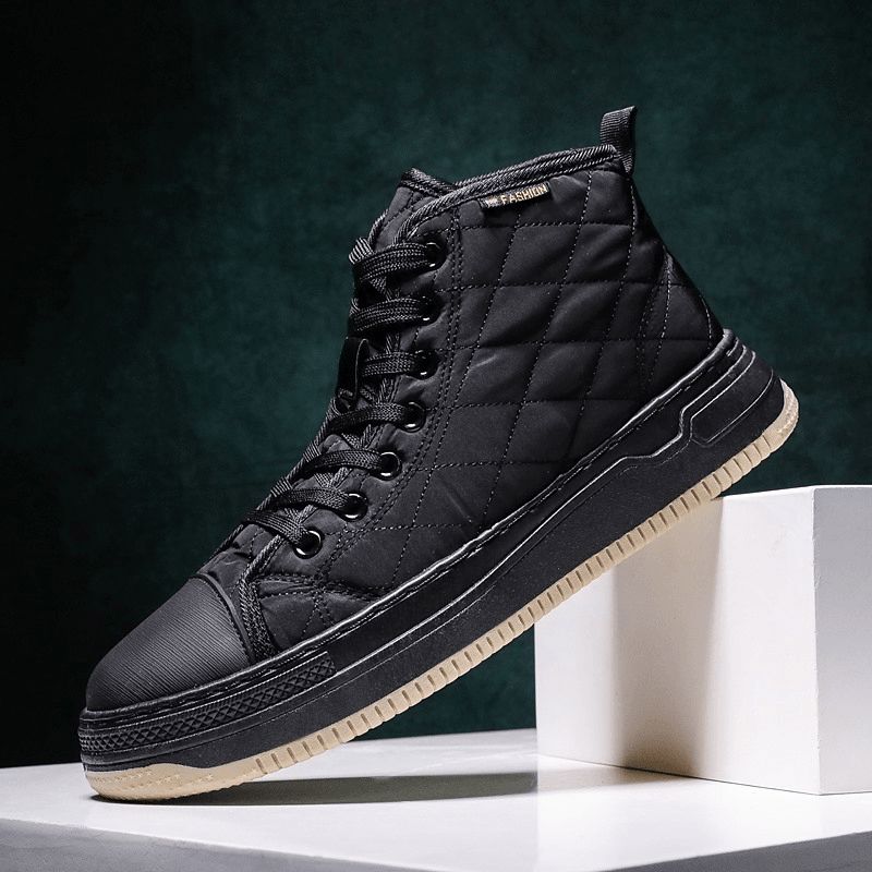 Menn Søm Pledd Ned Klut Comfy Slipm Resistant Lace Up High Top Joggesko