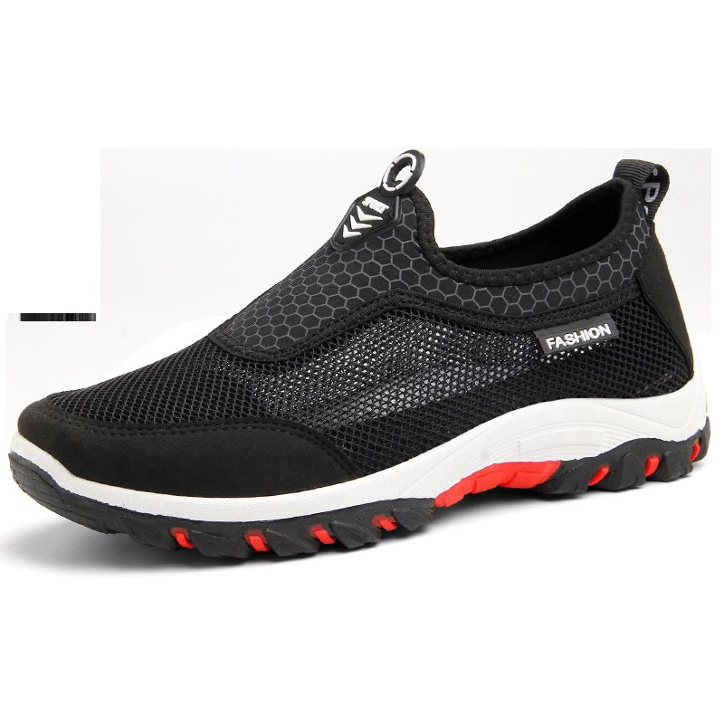 Menn Sport Skjøting Mesh Stoff Pustende Slip On Casual Walking Sko