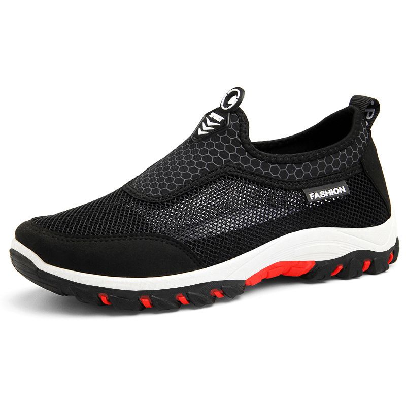 Menn Sport Skjøting Mesh Stoff Pustende Slip On Casual Walking Sko