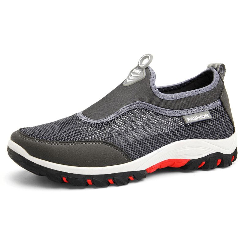 Menn Sport Skjøting Mesh Stoff Pustende Slip On Casual Walking Sko