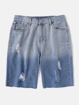 Denim Gradientlommer For Menn Løse Komfortable Fritidsshorts