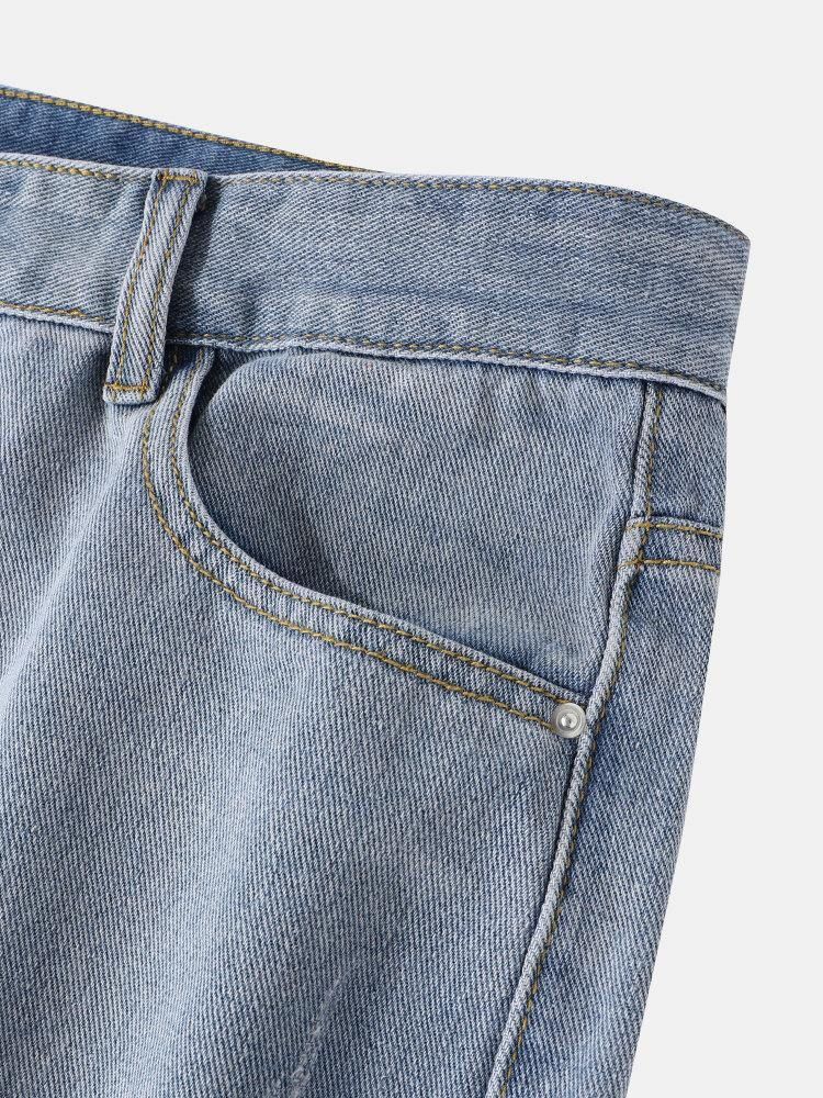 Denim Gradientlommer For Menn Løse Komfortable Fritidsshorts