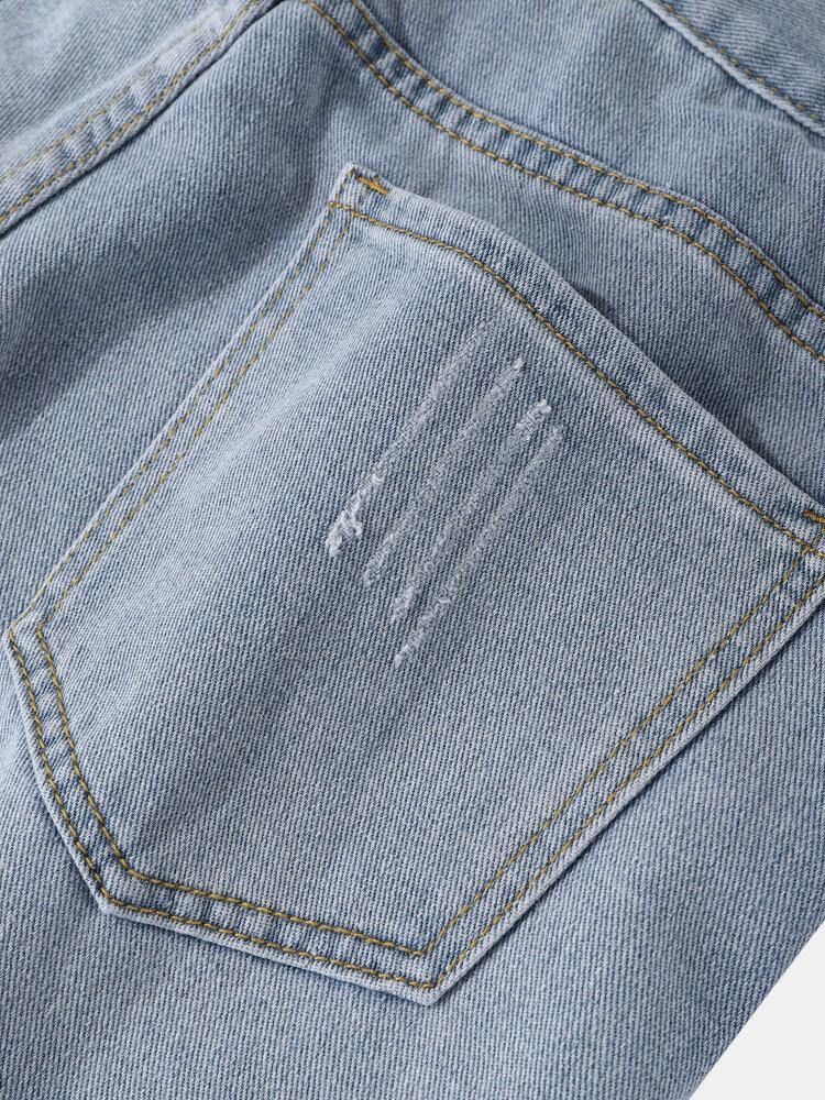 Denim Gradientlommer For Menn Løse Komfortable Fritidsshorts