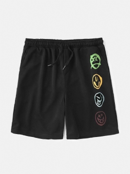 Menns Morsomme Smilmønster Elastisk Midje Uformelle Shorts