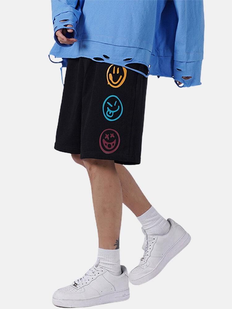 Menns Morsomme Smilmønster Elastisk Midje Uformelle Shorts