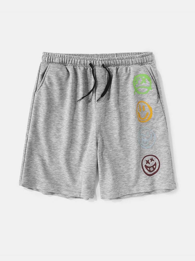 Menns Morsomme Smilmønster Elastisk Midje Uformelle Shorts