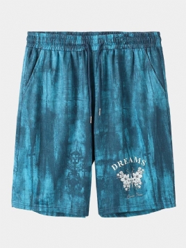 Menns Tie Dye Flower Print Elastisk Midje Shorts