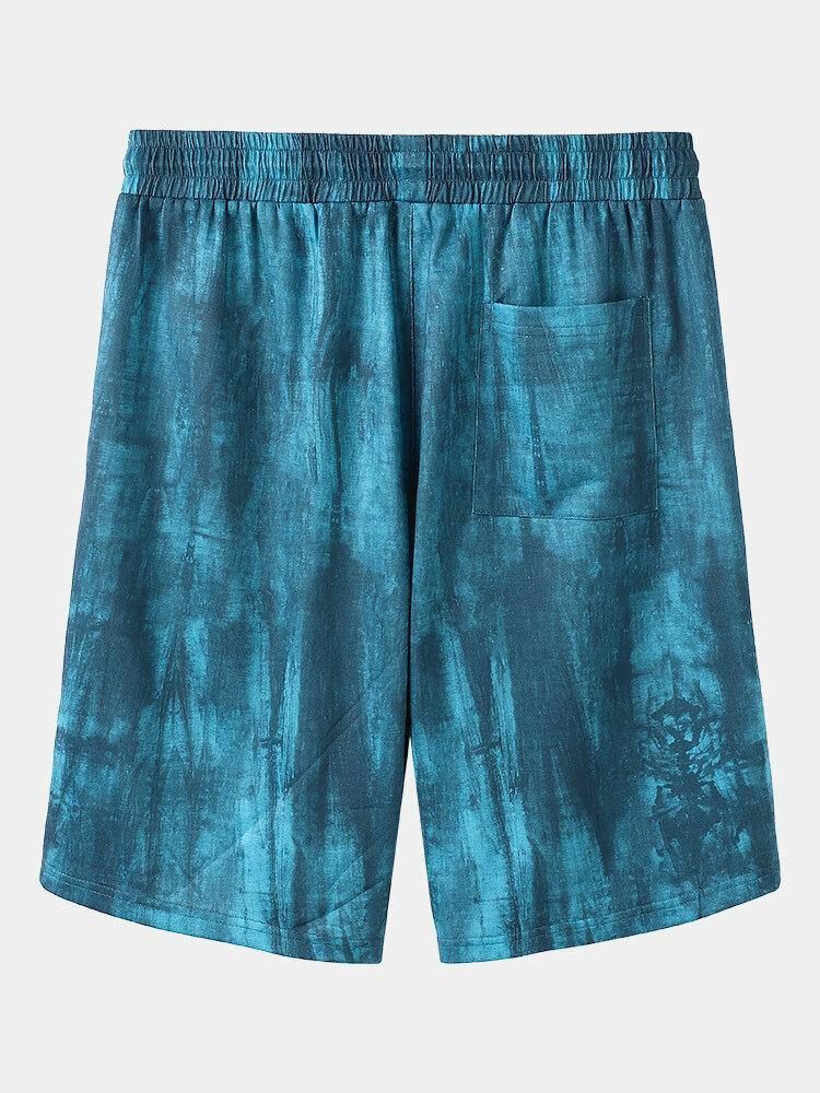 Menns Tie Dye Flower Print Elastisk Midje Shorts