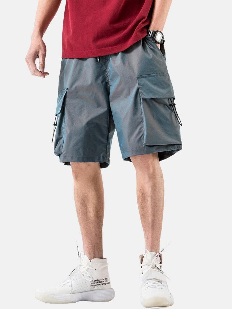 Menns Uformelle Cargo-Shorts Med Stor Lomme Med Snøring