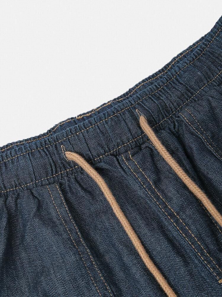 Simple Flerlommers Snøring Uformelle Jeans For Menn