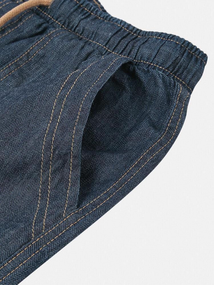 Simple Flerlommers Snøring Uformelle Jeans For Menn