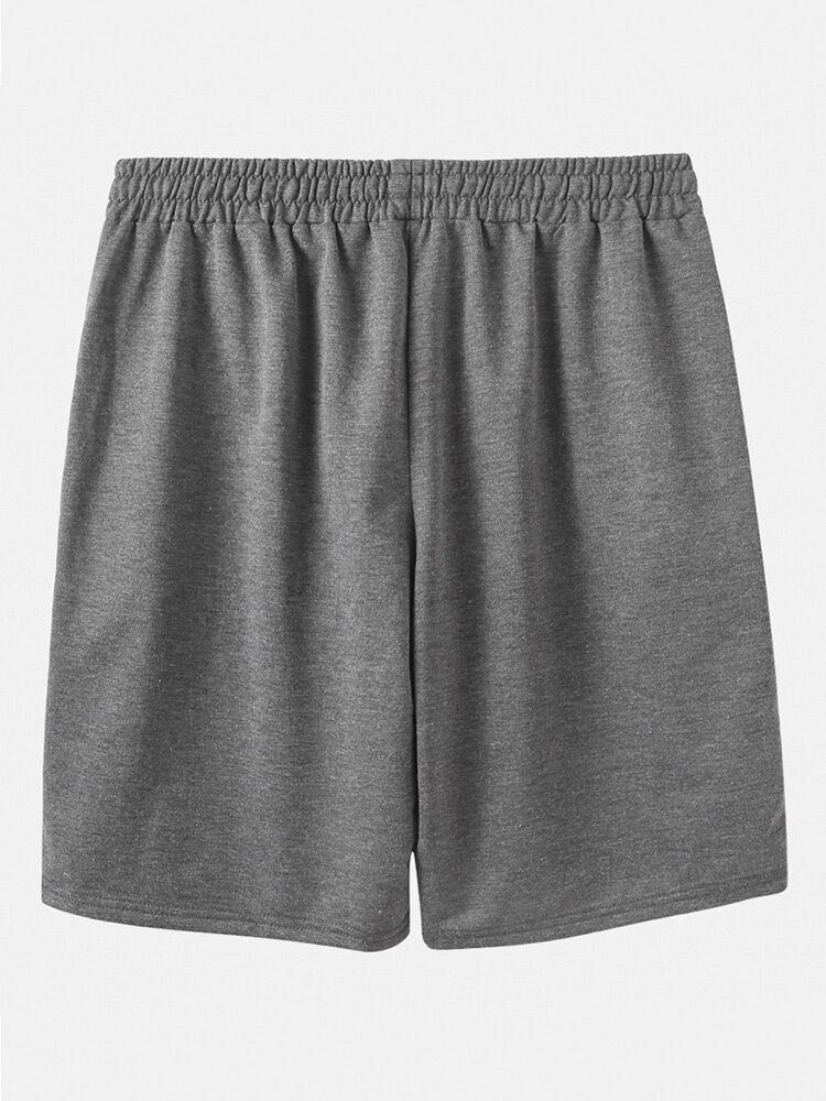 Sykkellomme For Menn Elastisk Midje Ensfarget Snøring Løse Shorts Sportsshorts