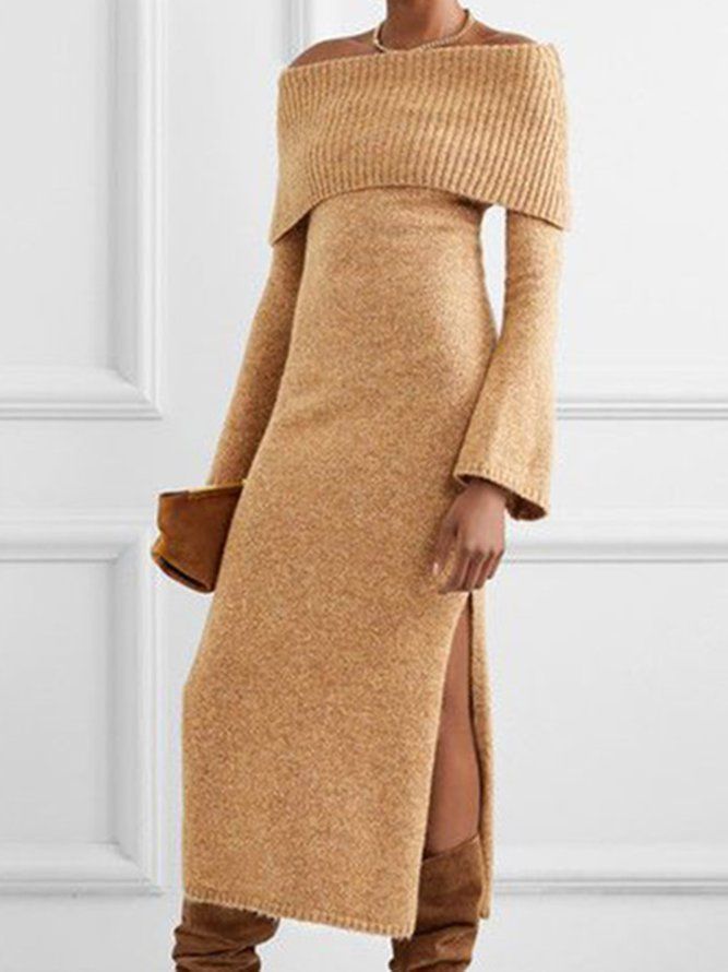 Langermet Flare Sleeve Boat Neck Dress