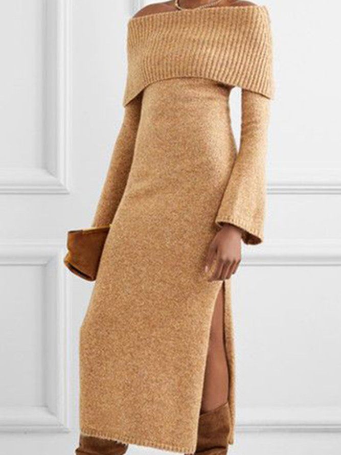 Langermet Flare Sleeve Boat Neck Dress