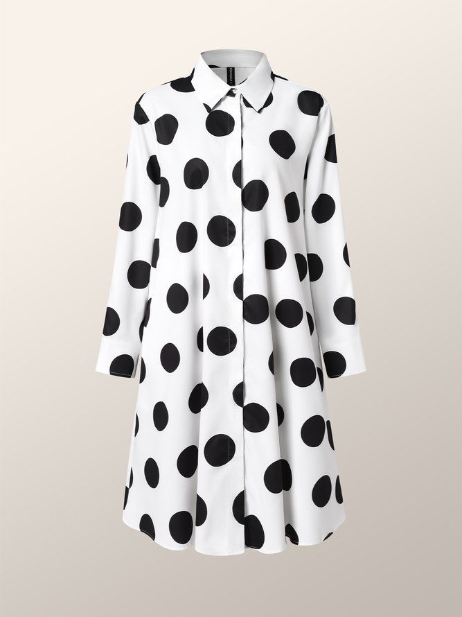 Langermet Skjorte Krage Polka Dots Regular Fit Dress