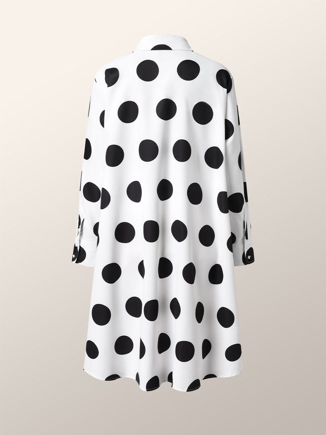 Langermet Skjorte Krage Polka Dots Regular Fit Dress