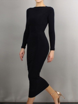 Sort Daglig Langermet Regular Fit Boat Neck Dress