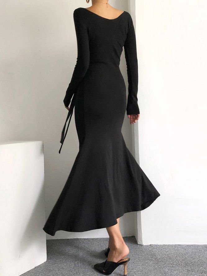 Sort Daily Langermet Elegant Cross Neck Dress