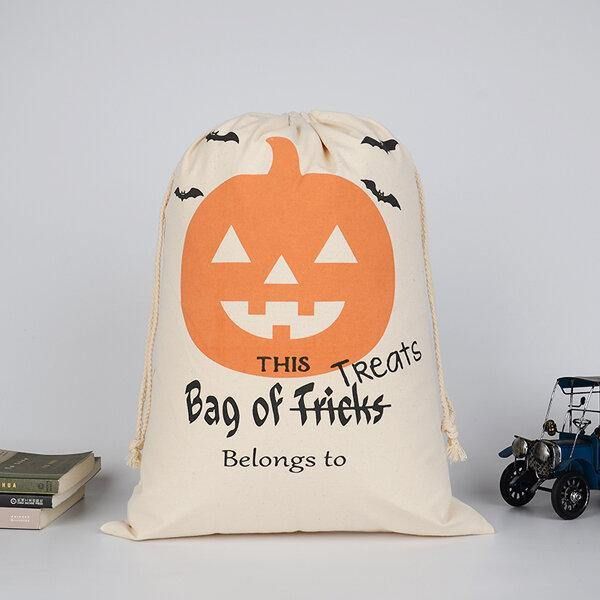 Halloween Bag Canvas Party Halloween Sekker Snøring Godteri Gaver Bag