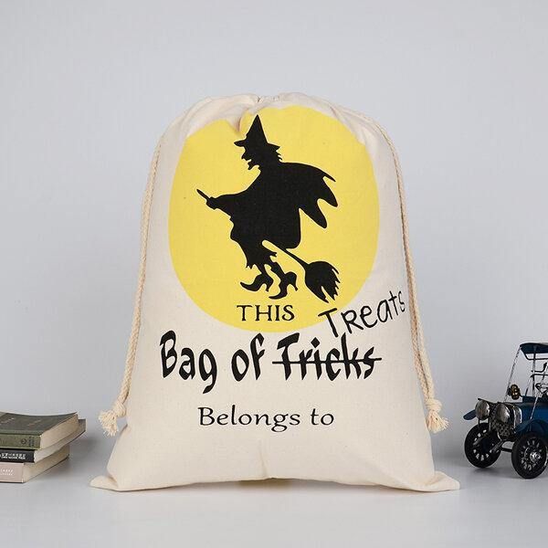 Halloween Bag Canvas Party Halloween Sekker Snøring Godteri Gaver Bag