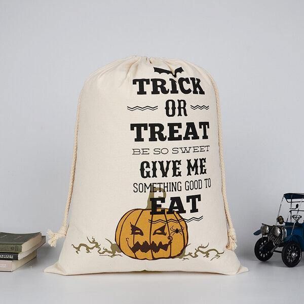 Halloween Bag Canvas Party Halloween Sekker Snøring Godteri Gaver Bag