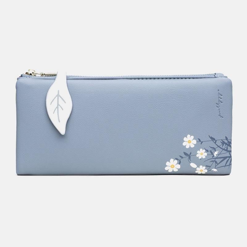 Kvinner 13 Kortspor Bifold Blomst Trykt Lang Lommebok Clutches Bag