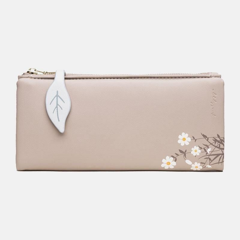 Kvinner 13 Kortspor Bifold Blomst Trykt Lang Lommebok Clutches Bag