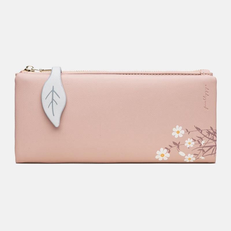 Kvinner 13 Kortspor Bifold Blomst Trykt Lang Lommebok Clutches Bag