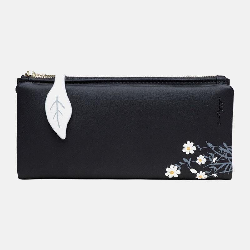 Kvinner 13 Kortspor Bifold Blomst Trykt Lang Lommebok Clutches Bag