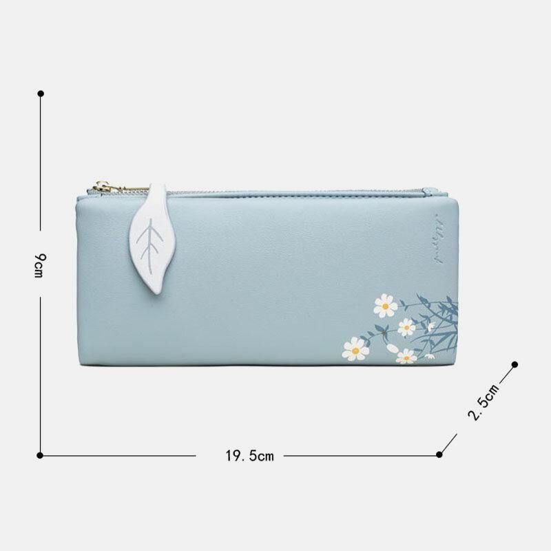 Kvinner 13 Kortspor Bifold Blomst Trykt Lang Lommebok Clutches Bag