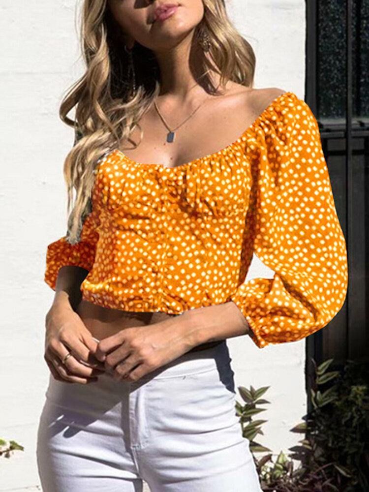 100 % Polyester Puff Bluse Med Full Ermet