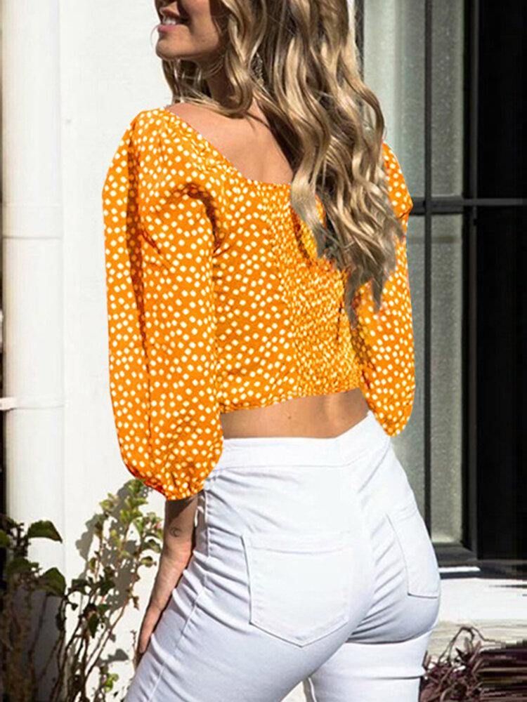 100 % Polyester Puff Bluse Med Full Ermet