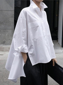 Daily Langermet Urban Plain Shirt Collar Bluse