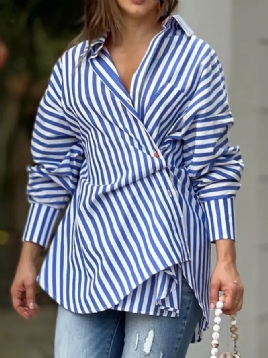 Løs Skjortekrage Langermet Urban Striped Bluse