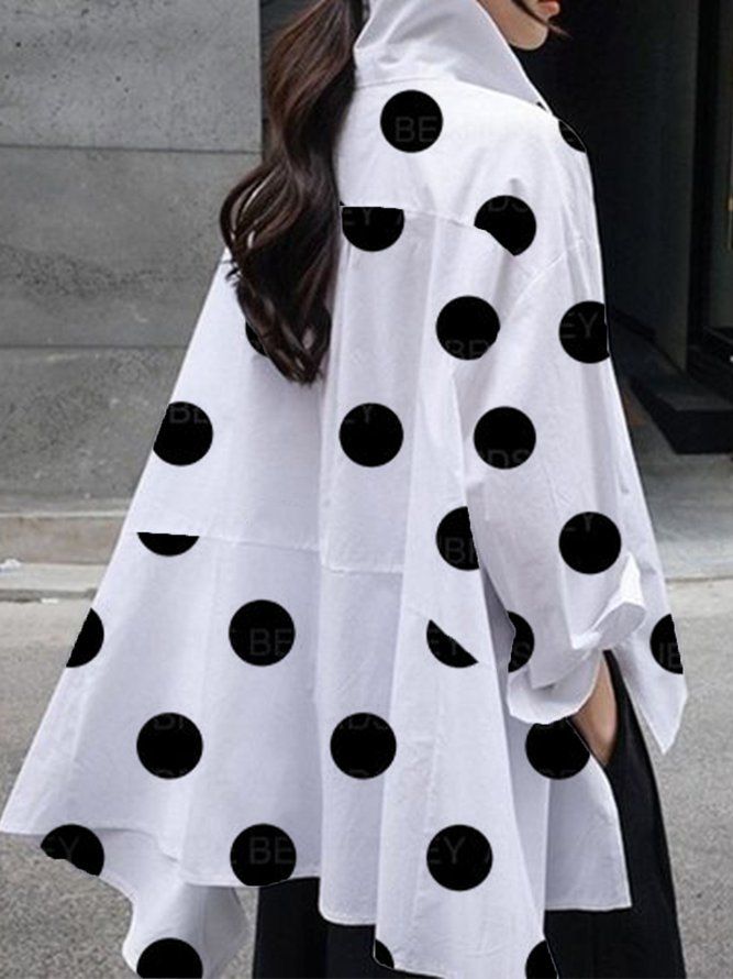 Skjortekrage Polka Dots Shift Elegant Topp