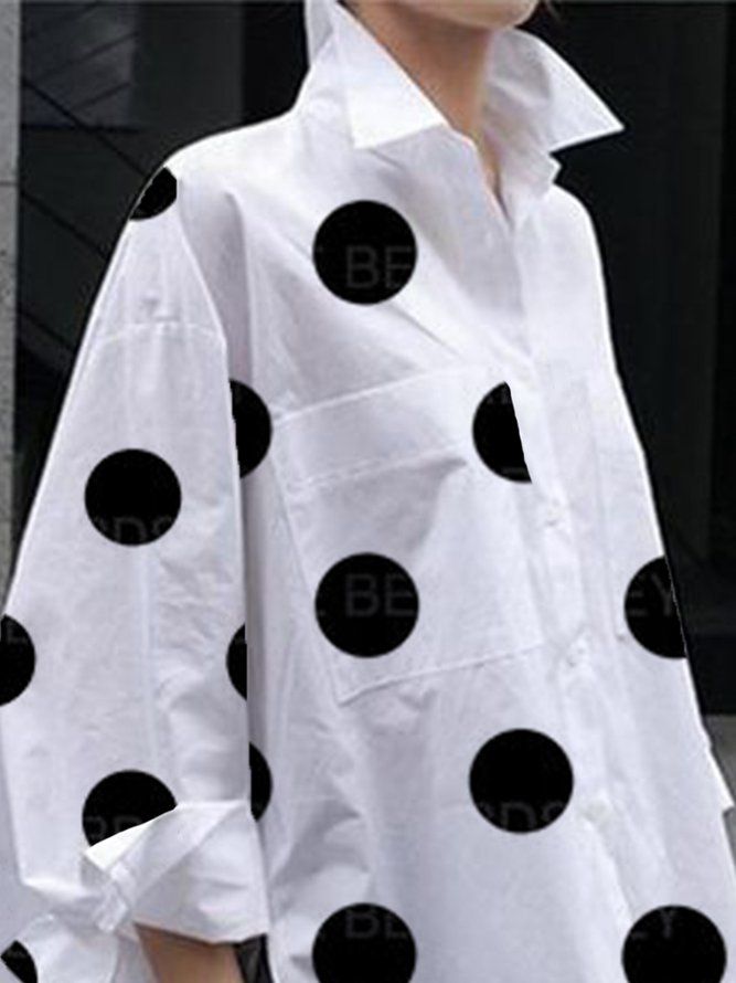 Skjortekrage Polka Dots Shift Elegant Topp