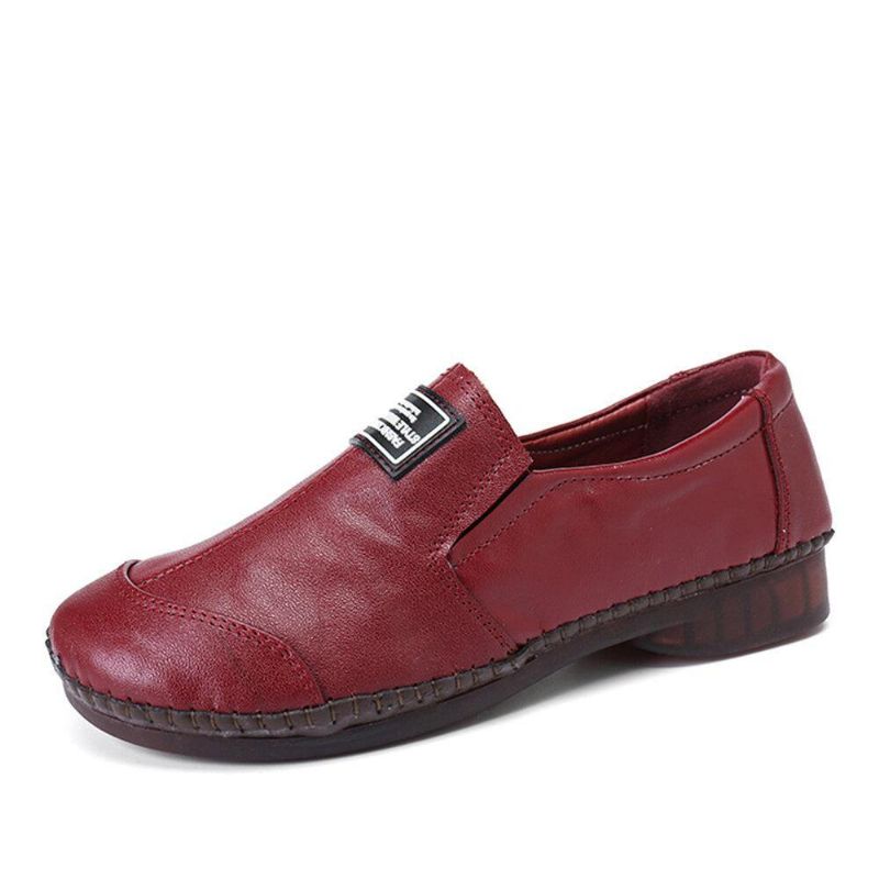 Comfy Ekte Skinn Myk Sklisikre Flate Loafers